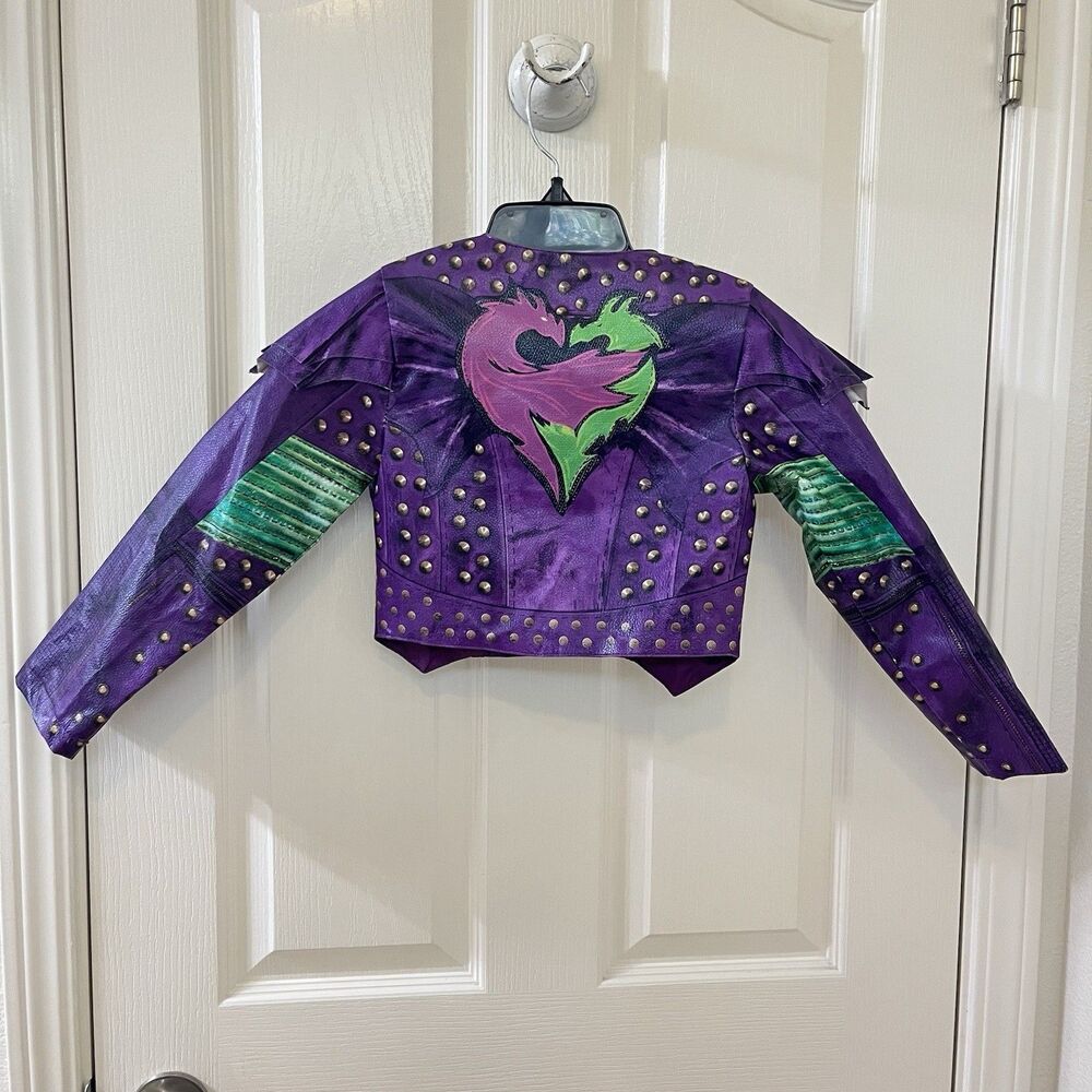 Disney Store Descendants Mal Purple Studded Faux Leather Moto Jacket Girls 5/6
